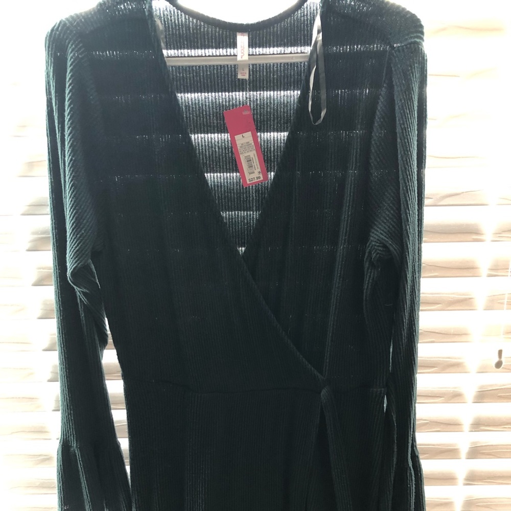 Dark green wrap dress